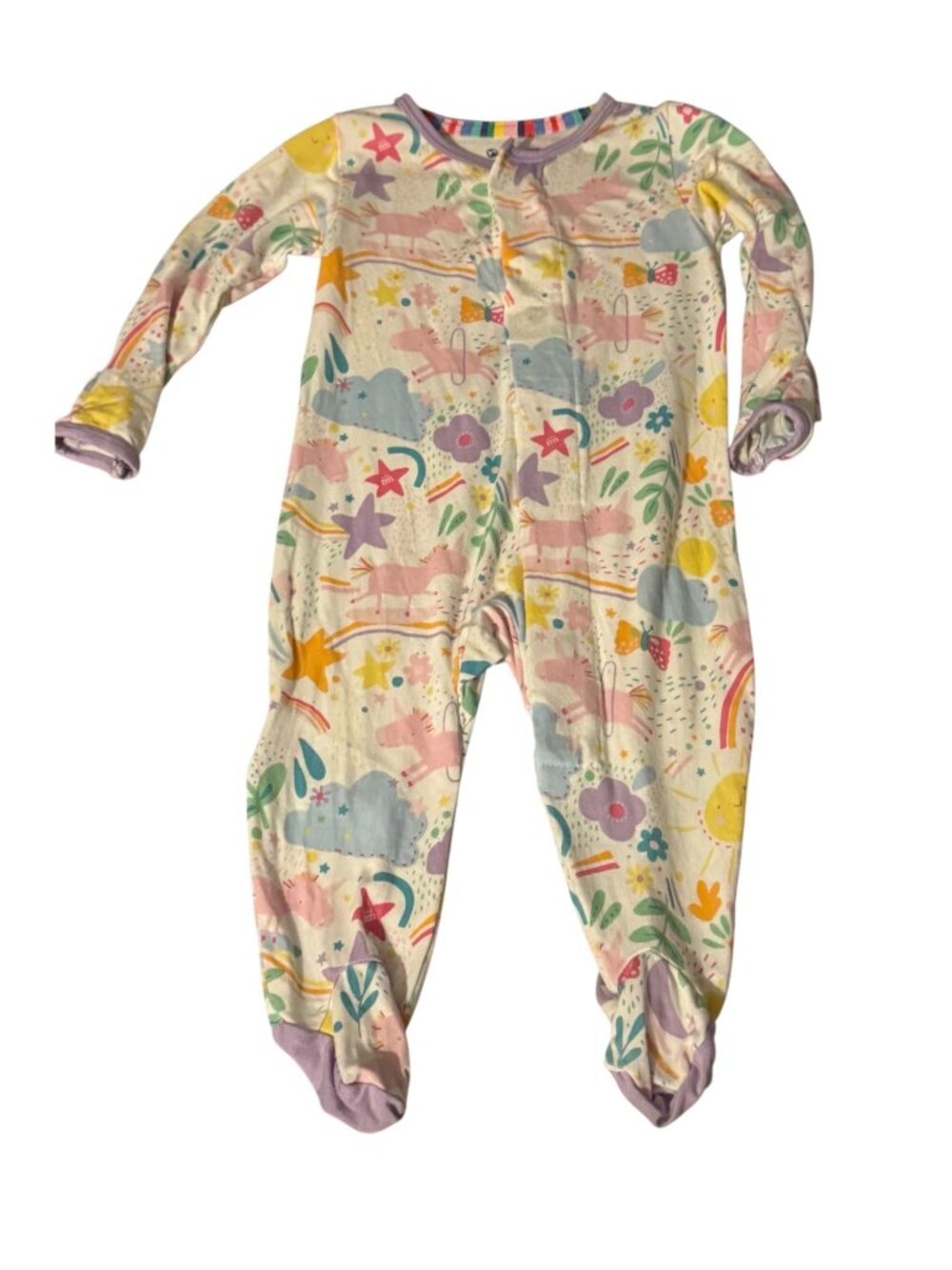 Magnetic Me Unicorn Rainbow Footie Sleeper 0–3M Baby Girl Modal Magnetic Pajamas